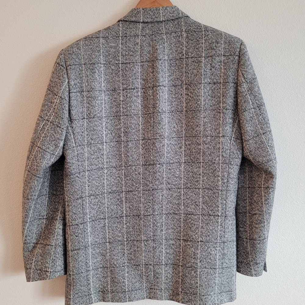 Vintage Sears Classic Gray Plaid Wool Men's Blazer - Picture 4 of 7